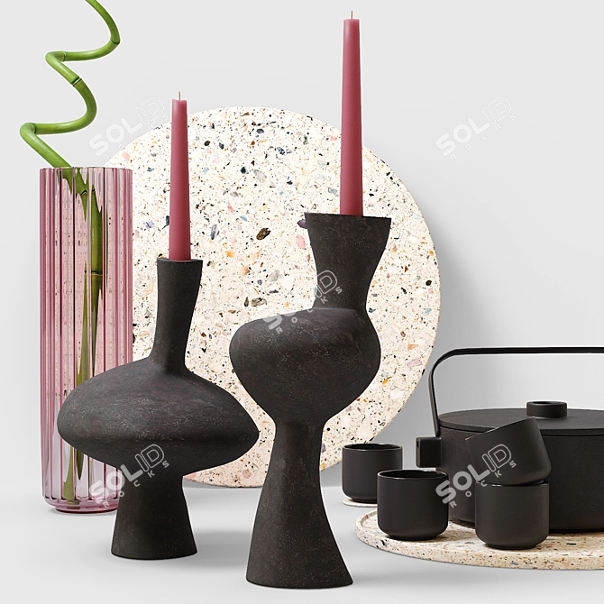 Black & Pink Decorative Set 3D model image 7