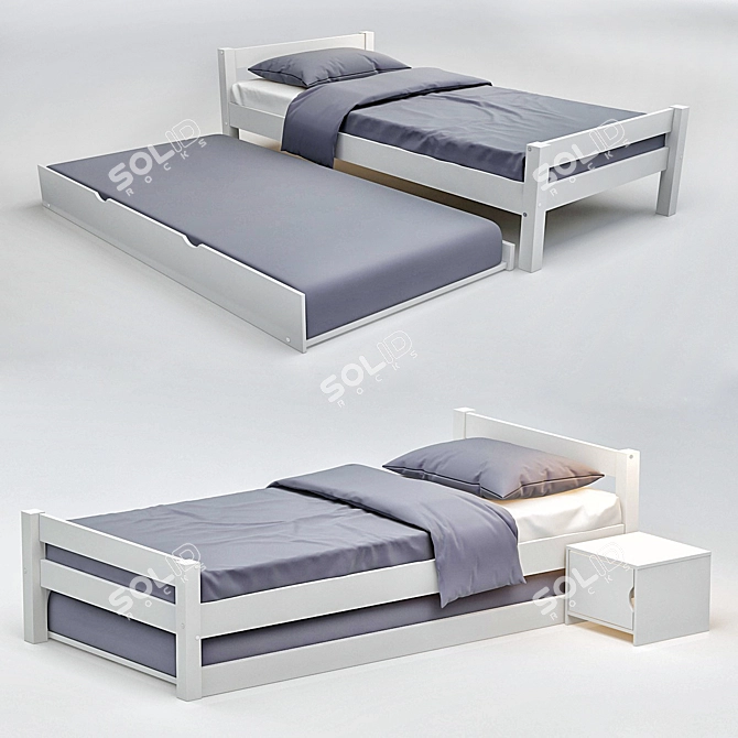 Modern Sleek Single Bed 3D model image 1