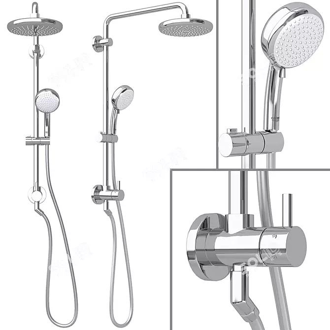 Grohe Retrofit System 210: Ultimate Shower Upgrade 3D model image 1