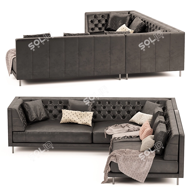 Title: Savile Saddle Sofa: Modern Leather Elegance 3D model image 2