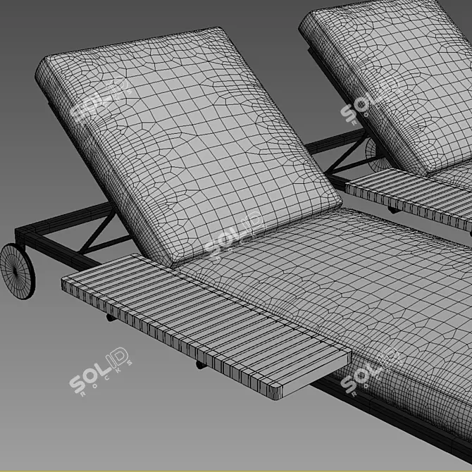 Grid Lounger: Sleek Outdoor Comfort 3D model image 3