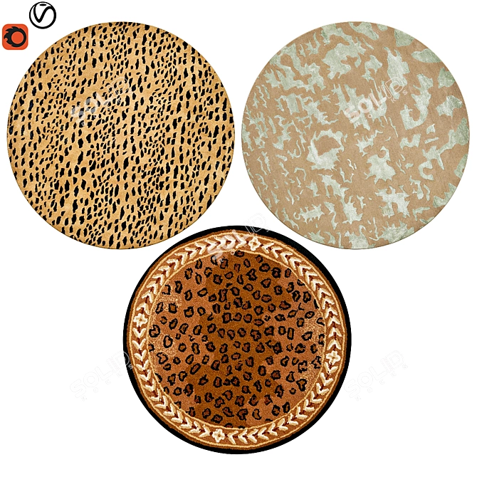 Luxury Geopard Round Rugs 3D model image 1