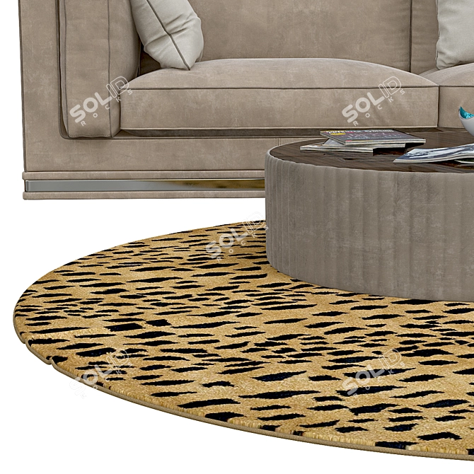 Luxury Geopard Round Rugs 3D model image 2