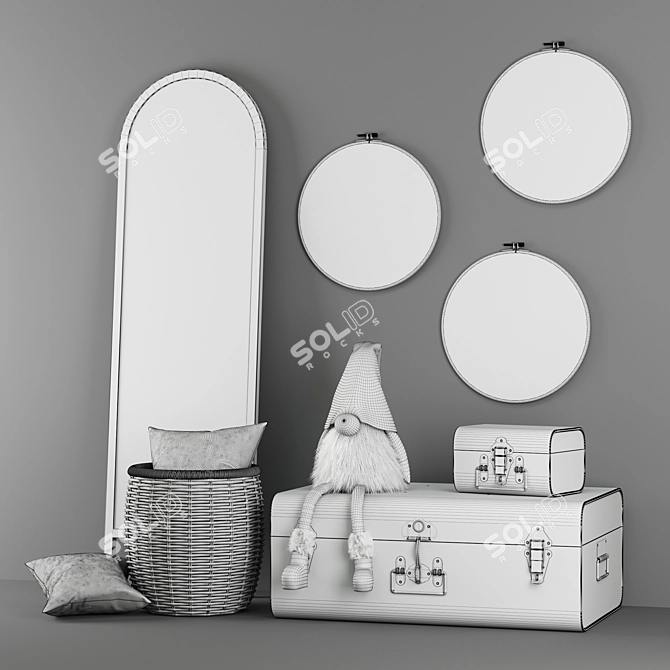 Children's Room Decor Set: Majari Wall Art, Elori Chests, Nabourg Mirror 3D model image 4