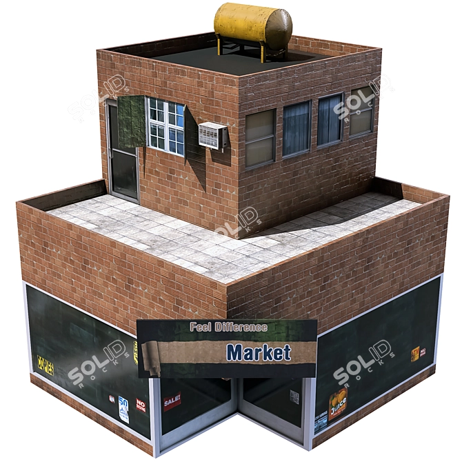 High Detail PBR Building 3D model image 4