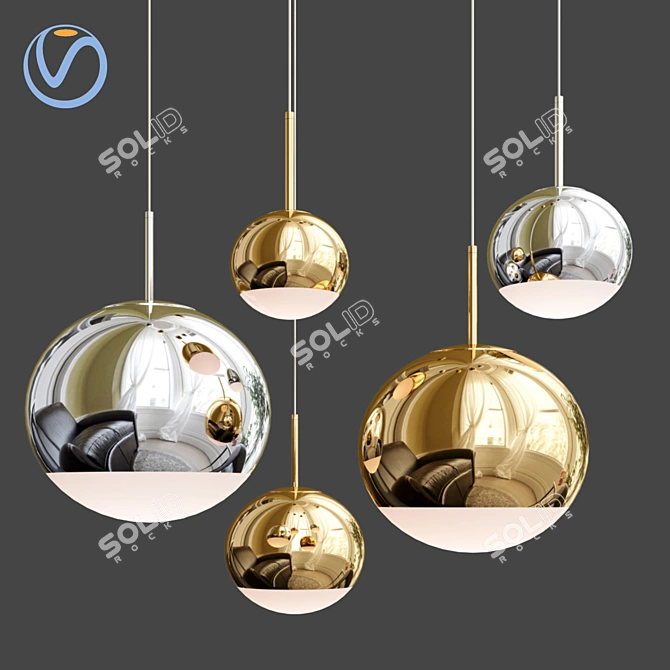 Reflective Orb Ceiling Lamp 3D model image 1