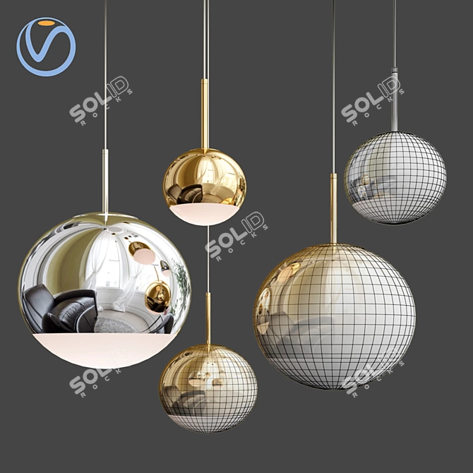 Reflective Orb Ceiling Lamp 3D model image 2