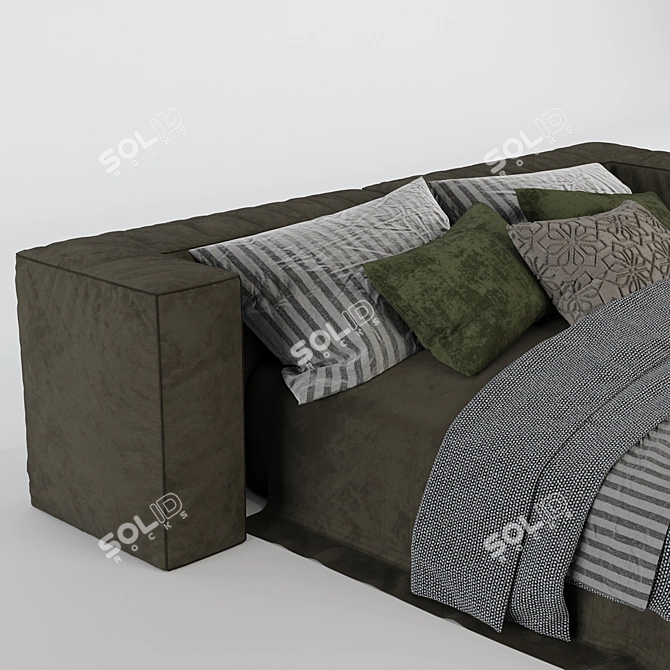 Sleek Contemporary Bed 3D model image 4
