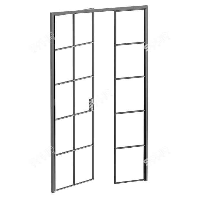 Modern Glass Partition Door 3D model image 2