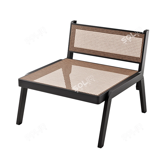 H&M Rattan Low Chair | Stylish & Sustainable 3D model image 1
