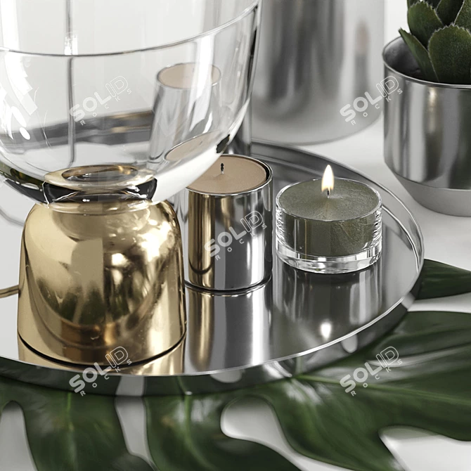 Stylish Chrome Decor Set by H&M 3D model image 2