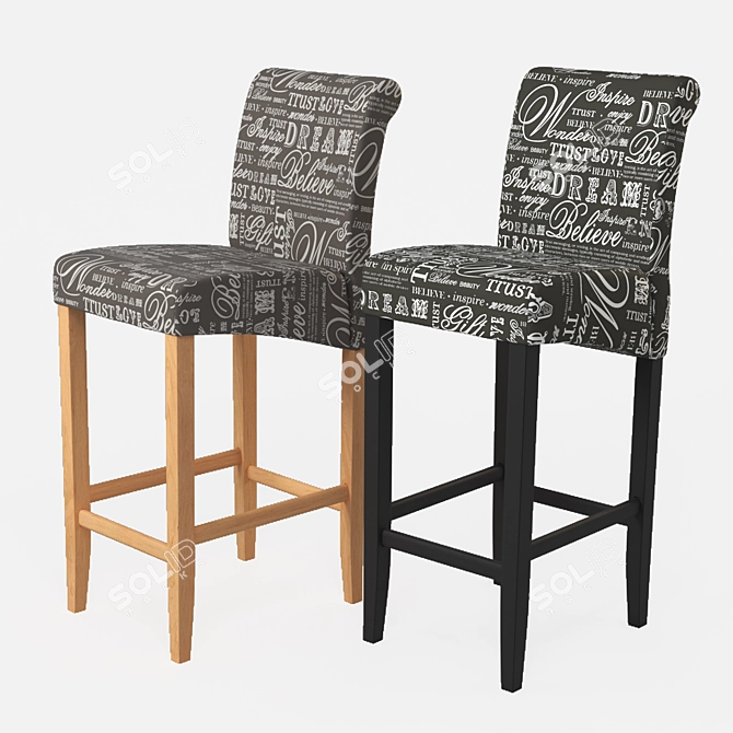 Unique Duo: Dual Material Bar Stools 3D model image 3