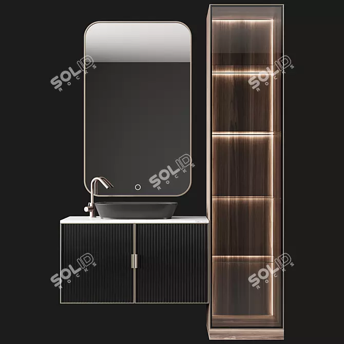 Elegant Bathroom Console with Mirror 3D model image 1