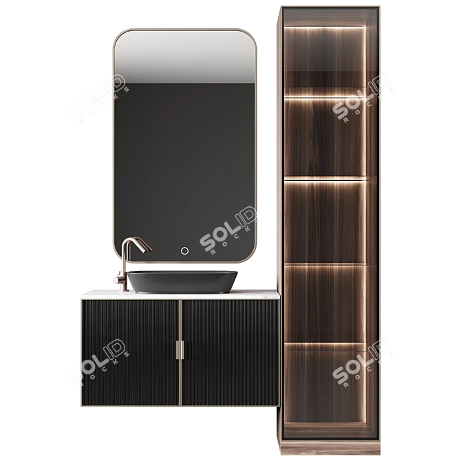 Elegant Bathroom Console with Mirror 3D model image 2