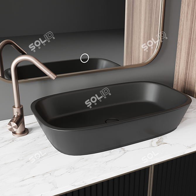 Elegant Bathroom Console with Mirror 3D model image 3