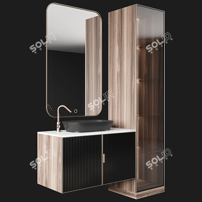 Elegant Bathroom Console with Mirror 3D model image 4