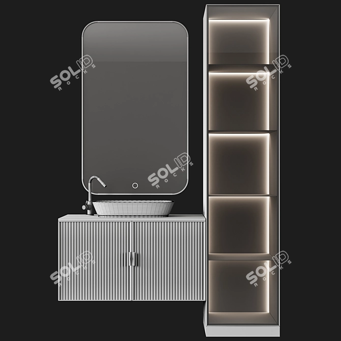 Elegant Bathroom Console with Mirror 3D model image 5