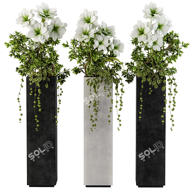 Cube Tall Pot Flowers Indoors 3D model image 1