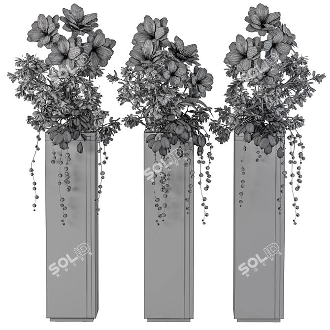 Cube Tall Pot Flowers Indoors 3D model image 4