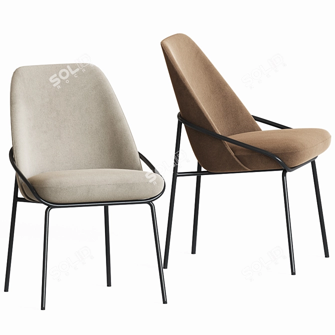 Elegant Jackie Velvet Dining Chair 3D model image 2