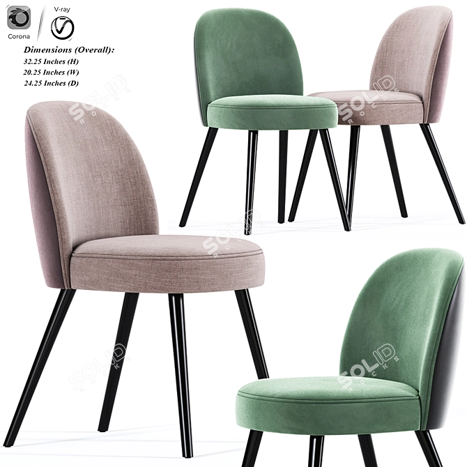 Elegant Round Dining Chair 3D model image 1