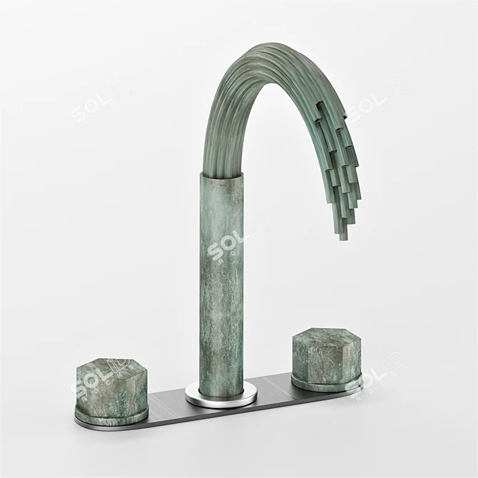 Copper Waterfall Kitchen Faucet 3D model image 2