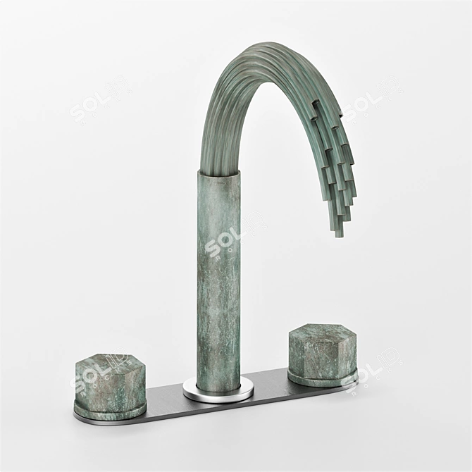 Copper Waterfall Kitchen Faucet 3D model image 4