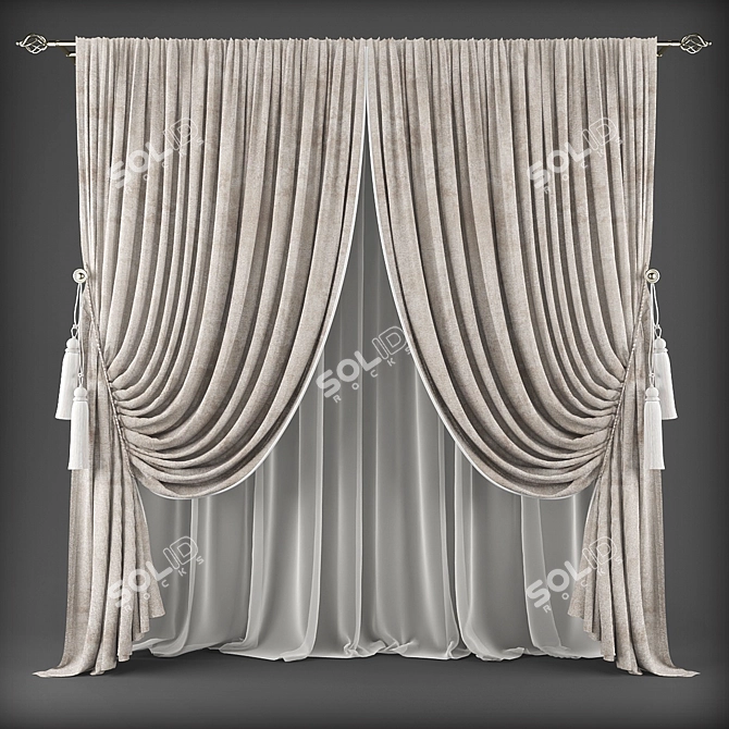 Customizable Poly-Blend Curtains 3D model image 1