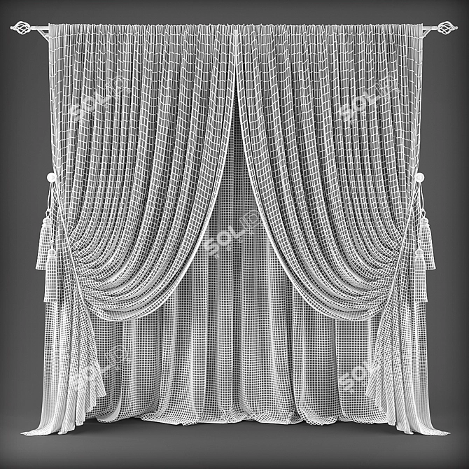 Customizable Poly-Blend Curtains 3D model image 2