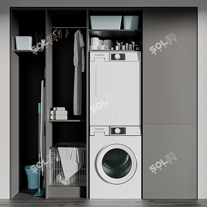 Modern Laundry Set 3D model image 1