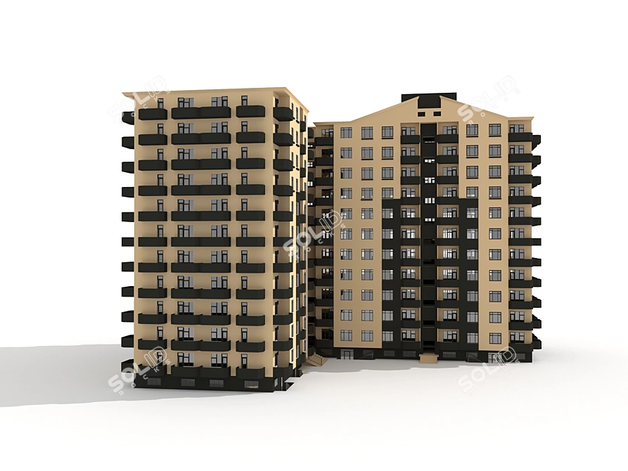 Modern High-Rise Residence 3D model image 11