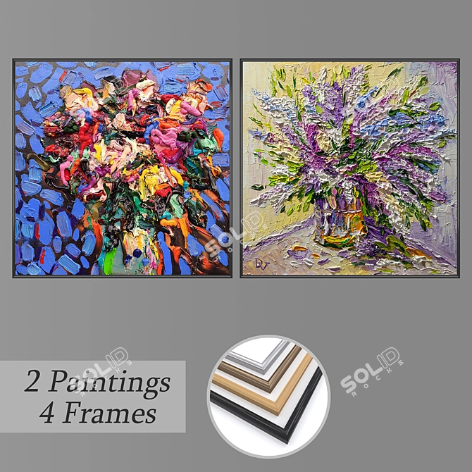 Gallery Art Set: No 2506 - 2 Paintings & 4 Frame Options 3D model image 1