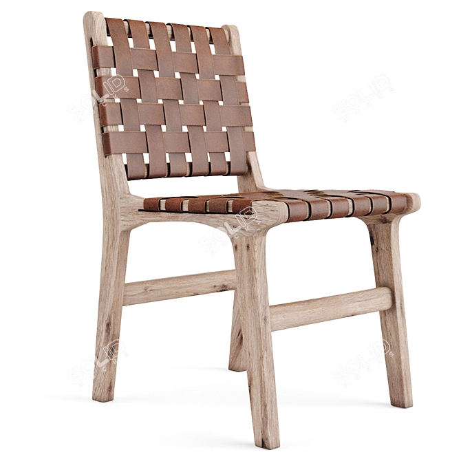 Elegant Teak Wood Chair 3D model image 1