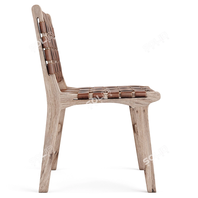Elegant Teak Wood Chair 3D model image 2