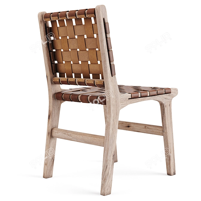 Elegant Teak Wood Chair 3D model image 3