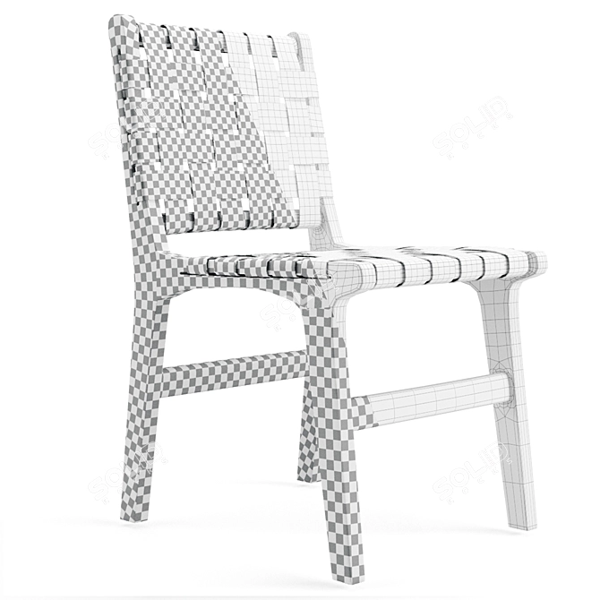 Elegant Teak Wood Chair 3D model image 5