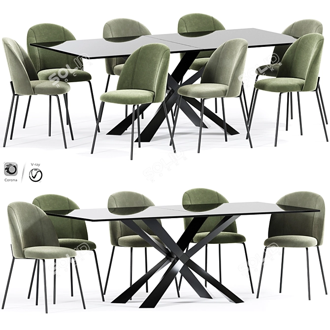 Cloyd Dining Chair Set 3D model image 1