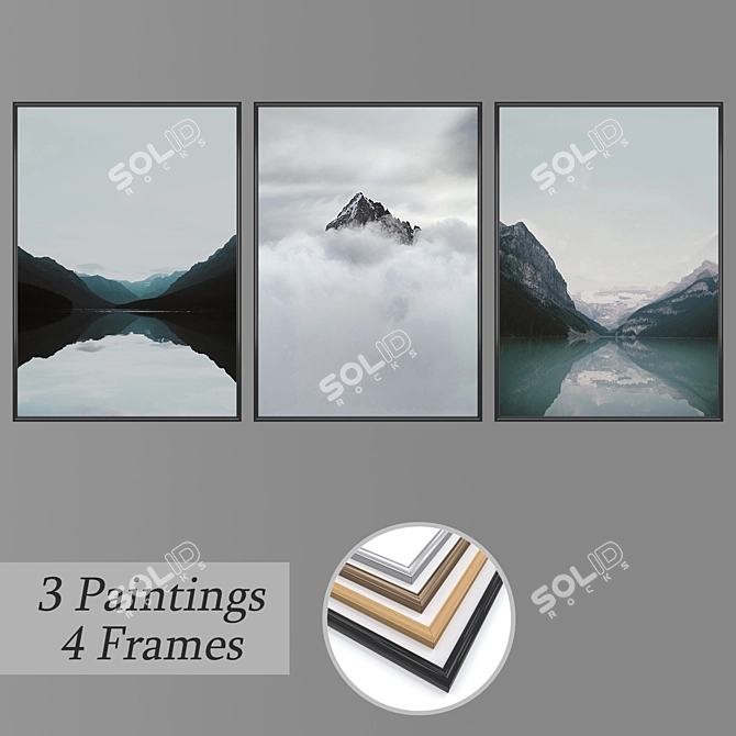 Eclectic Framed Wall Art Set 3D model image 1