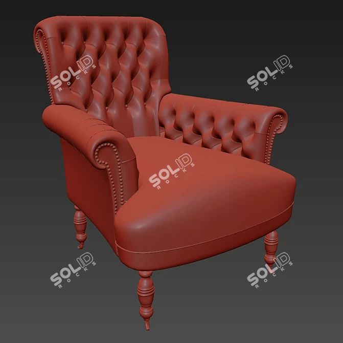 Luxury Tufted Leather Chair 3D model image 3