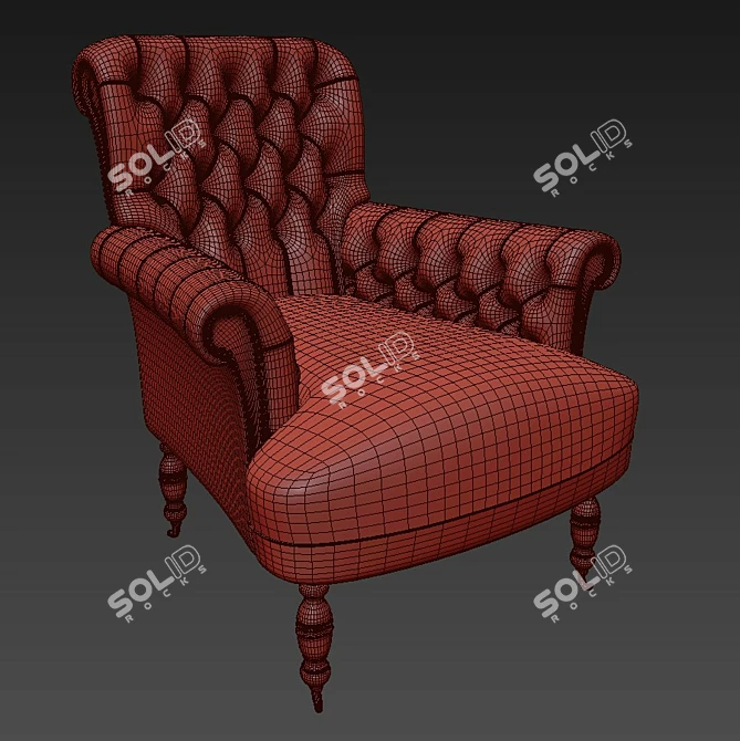 Luxury Tufted Leather Chair 3D model image 4