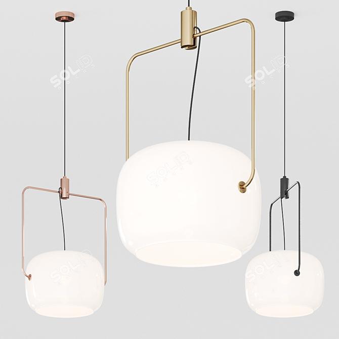 French Elegance: Galet Pendant Lamp 3D model image 1
