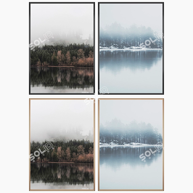 Artful Trio: Set of Frameable Wall Paintings 3D model image 2
