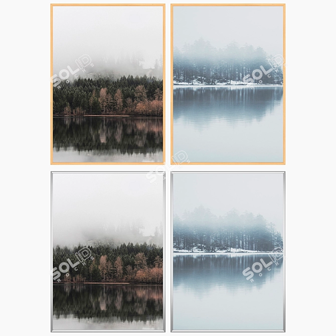 Artful Trio: Set of Frameable Wall Paintings 3D model image 3