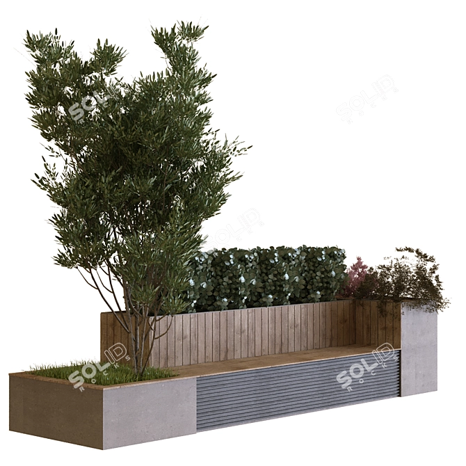 6-Piece Tree Set with Bench 3D model image 1