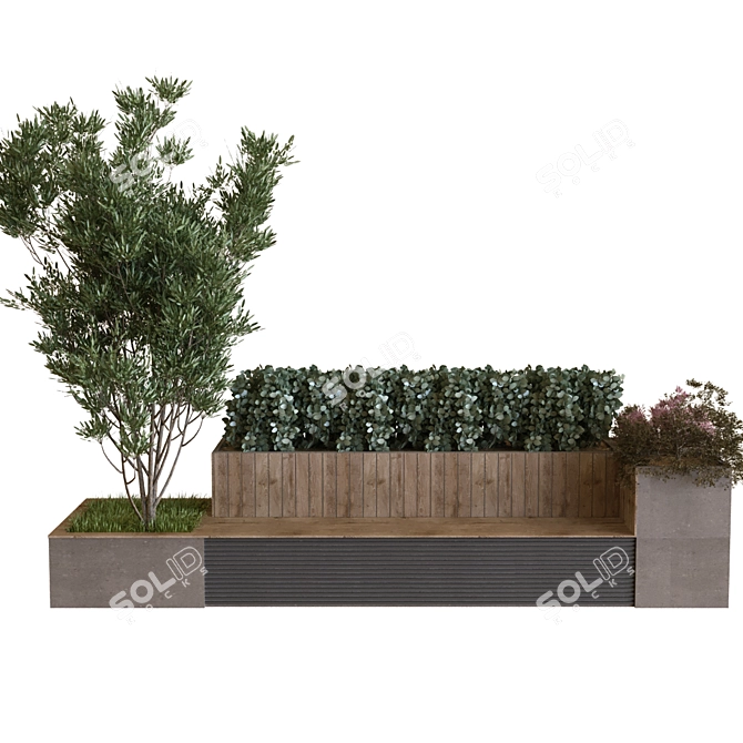 6-Piece Tree Set with Bench 3D model image 2