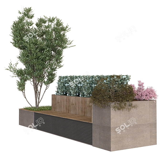 6-Piece Tree Set with Bench 3D model image 4
