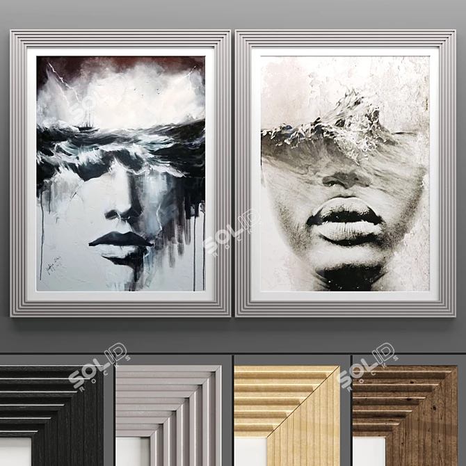 Modern Art Frame Set 3D model image 1