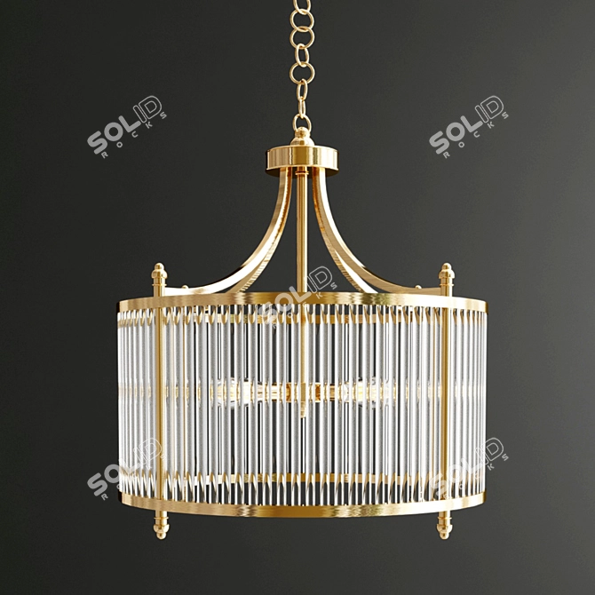 Delight Brass Collection: Stunning 4-Light Chandelier 3D model image 1