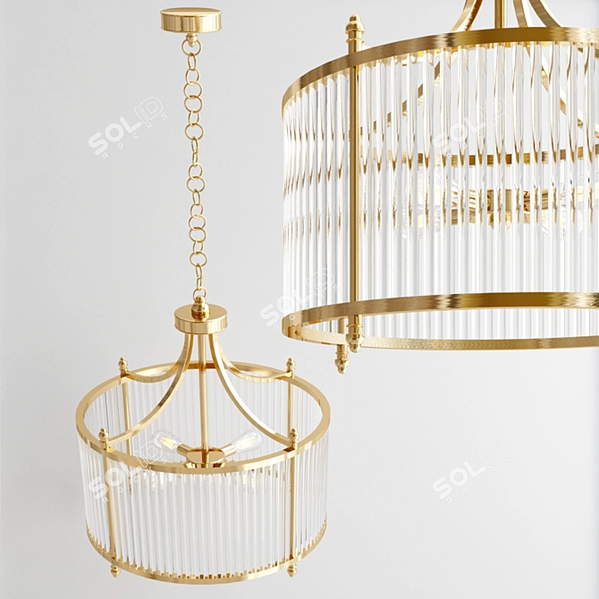 Delight Brass Collection: Stunning 4-Light Chandelier 3D model image 2