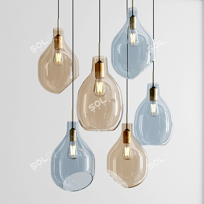 Lovisa: Stylish Glass and Metal Pendant Lamp 3D model image 1